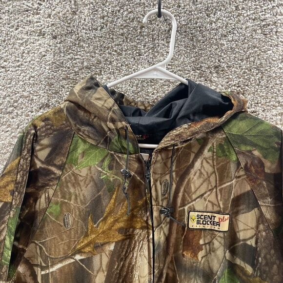 Scent Blocker Plus Frontier Jacket Mens Large Camo Hooded Hunting Real Tree Camo - Picture 2 of 13